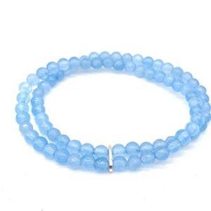 Nicky Butler NB 925 Sterling Silver Light Blue Quartzite Bead Bracelet SMALL NWT